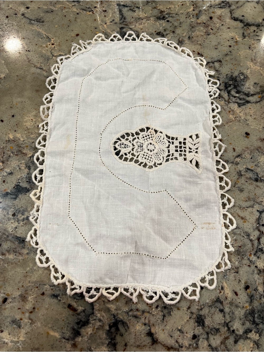 Vintage Antique White Handcrafted Lace Doily - Elegant Home Accent